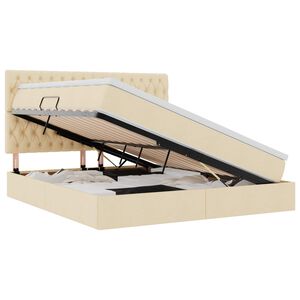 vidaXL Aufbewahrungsbett mit Matratze Creme 180 x 200 cm Polyester