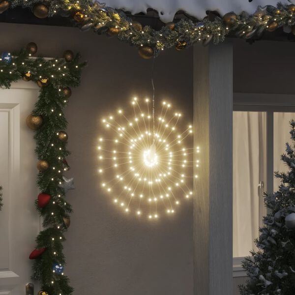 vidaXL Weihnachtsbeleuchtungen Feuerwerk 8 Stk. 140 LEDs Warmwei&szlig; 17cm
