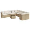 vidaXL 11-tlg. Garten-Sofagarnitur mit Kissen Beige Poly Rattan