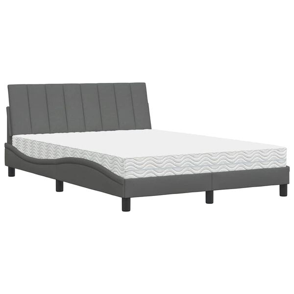 vidaXL Bett mit Matratze "Hanko" Dunkelgrau 120x200 cm Stoff