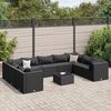 vidaXL 10-tlg. Garten-Lounge-Set mit Kissen Schwarz Poly Rattan