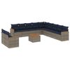 vidaXL 12-teiliges Gartensofa-Set mit Kissen, grau, Polyrattan