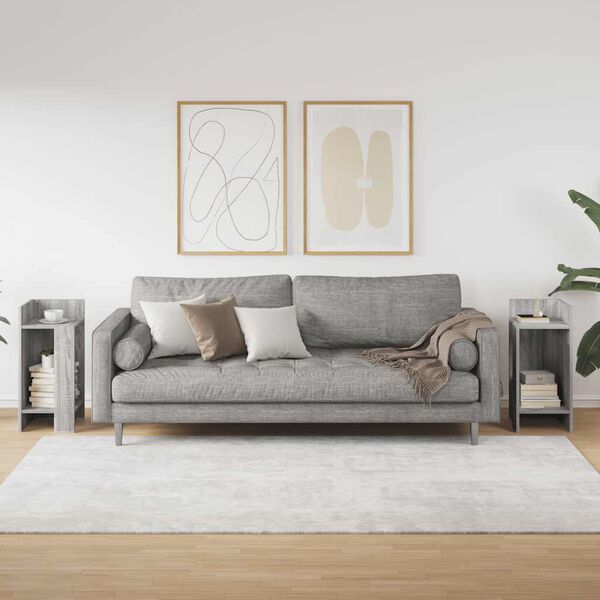 vidaXL Beistelltische 2 Stk. mit Ablage Grau Sonoma 25,5x27x60 cm