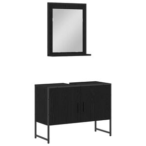 vidaXL Badezimmerm&ouml;bel-Set 2 Stk. Schwarz Holzwerkstoff