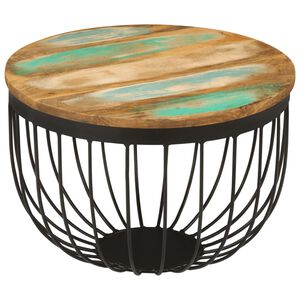 vidaXL Couchtisch &Oslash;50x35 cm Altholz Massiv und Stahl