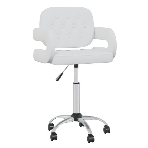 vidaXL Esszimmerst&uuml;hle 2 Stk. Drehbar Wei&szlig; Kunstleder