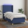 vidaXL Boxspringbett mit Matratze & LED Blau 90x200 cm Stoff