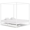 vidaXL Himmelbett-Gestell 2 Schubladen Wei&szlig; Kiefernholz 160x200cm