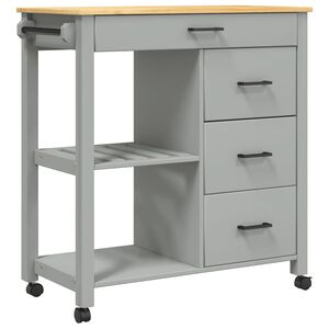 vidaXL K&uuml;chenwagen MONZA 84x40x88,5 cm Grau Massivholz Kiefer