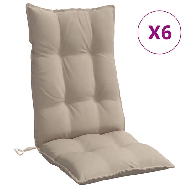 vidaXL Hochlehner-Auflagen 6 Stk. Taupe Oxford-Gewebe