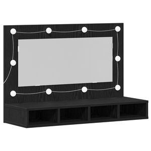 vidaXL Spiegelschrank mit Regal Schwarz Eichen-Optik 90 x 31,5 x 62 cm
