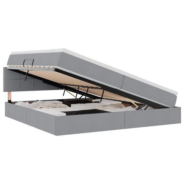 vidaXL Aufbewahrungsbett mit Matratze Hellgrau 200 x 200 cm
