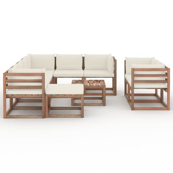 vidaXL 10-tlg. Garten-Lounge-Set mit Kissen Creme