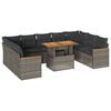 vidaXL 10-tlg. Garten-Sofagarnitur mit Kissen Grau Poly Rattan Akazie