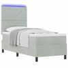 vidaXL LED Boxspringbett mit Matratze Hellgrau 80 x 200 cm Stoff