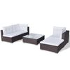 vidaXL 5-tlg. Garten-Lounge-Set mit Kissen Poly Rattan Braun