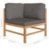 vidaXL Ecksofa 2 Stk. mit Dunkelgrauen Kissen Massivholz Teak