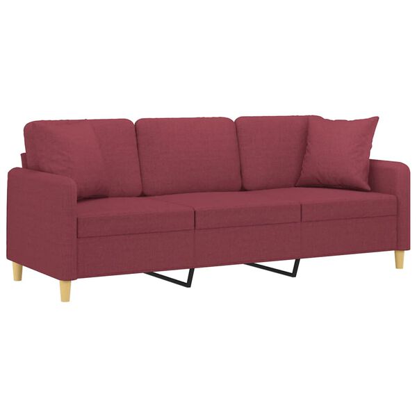 vidaXL 3-Sitzer-Sofa mit Zierkissen Weinrot 180 cm Stoff