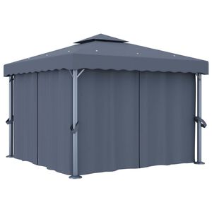 vidaXL Pavillon mit Vorhang 3x3 m Anthrazit Aluminium