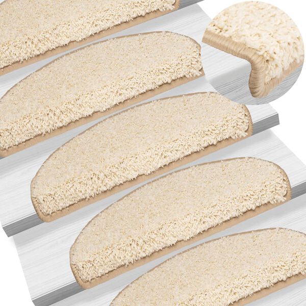 vidaXL Stufenmatten 15 Stk. 65x21x4 cm Creme Halbrund Groß