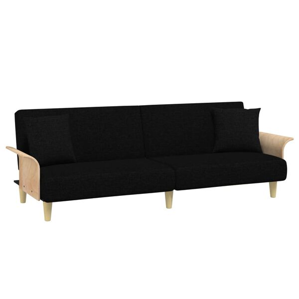 vidaXL Schlafsofa 2-Sitzer mit Kissen und Fu&szlig;hocker Schwarz Samt