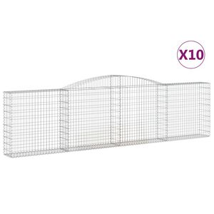 vidaXL Gabionen mit Hochbogen 10Stk. 400x30x100/120cm Verzinktes Eisen
