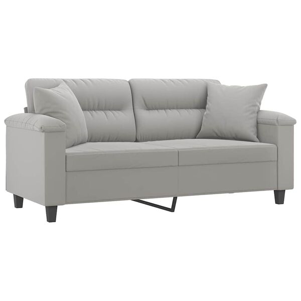 vidaXL 2-Sitzer-Sofa mit Kissen Hellgrau 140 cm Mikrofasergewebe