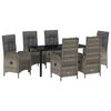 vidaXL Garten Essgruppe mit Kissen 7 pcs Grau Poly-Rattan