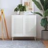 vidaXL Schrankt&uuml;ren Lamellen-Design 2 Stk. Wei&szlig; 69x39,4 cm Massivholz
