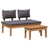 vidaXL Gartenbank 2 pcs Grau und Braun Massivholz Teak