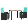 vidaXL Outdoortisch-Set 3 stk. PE Rattan und pulverbeschichteter Stahl