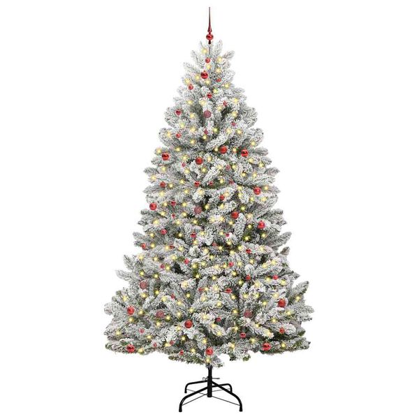 vidaXL K&uuml;nstlicher Weihnachtsbaum Gr&uuml;n und Wei&szlig; 300 cm PVC und Metall