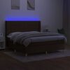vidaXL Boxspringbett mit Matratze & LED Dunkelbraun 160x200 cm Stoff
