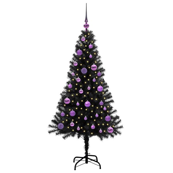vidaXL Weihnachtsbaum mit 150 LEDs mit St&auml;nder Schwarz 150 cm PVC