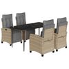 vidaXL 5-tlg. Garten-Essgruppe mit Kissen Beigemischung Poly Rattan