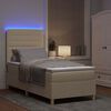 vidaXL LED Boxspringbett mit Matratze Creme 90 x 200 cm Stoff