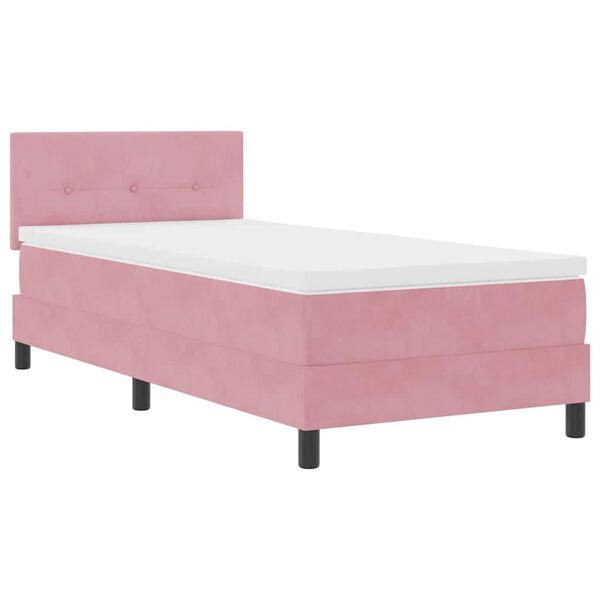 vidaXL Boxspringbett mit Matratze mit Kopfteil Rosa 100 x 200 cm Samt