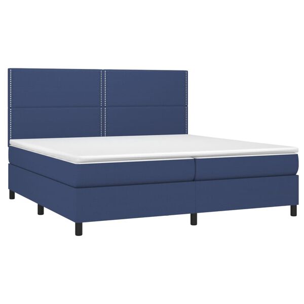 vidaXL Boxspringbett mit Matratze & LED Blau 200x200 cm Stoff