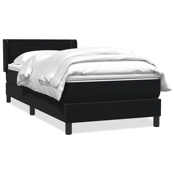 vidaXL Boxspringbett mit Matratze Schwarz 80x220 cm Samt