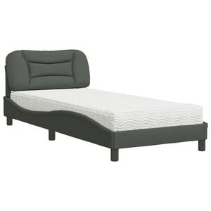 vidaXL Bett mit Matratze "Hvar" Dunkelgrau 80x200 cm Stoff