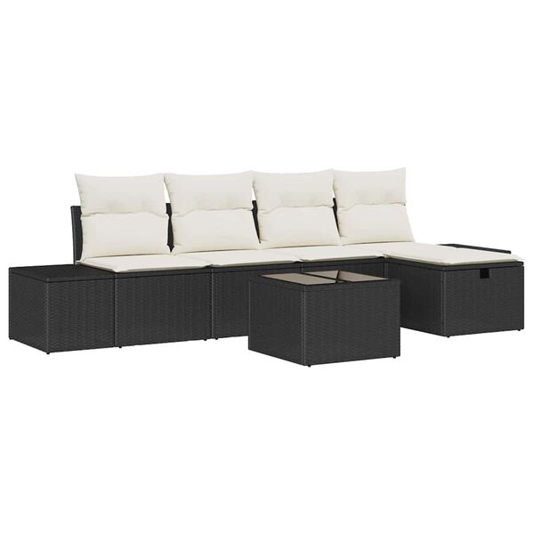 vidaXL Sofa Set mit Kissen 6 pcs Poly-Rattan