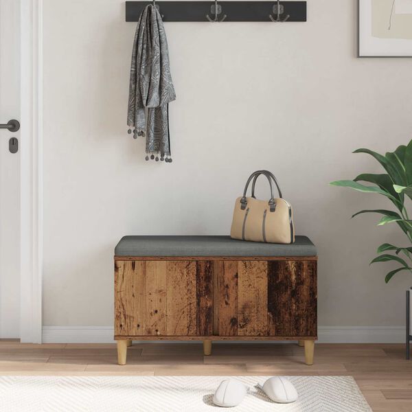 vidaXL Flurbank mit Kissen mit Speicher Altholz 60 x 38 x 46 cm