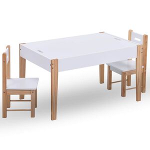 vidaXL 3-tlg. Kinder-Sitzgruppe mit Kreidetafel Schwarz und Wei&szlig;