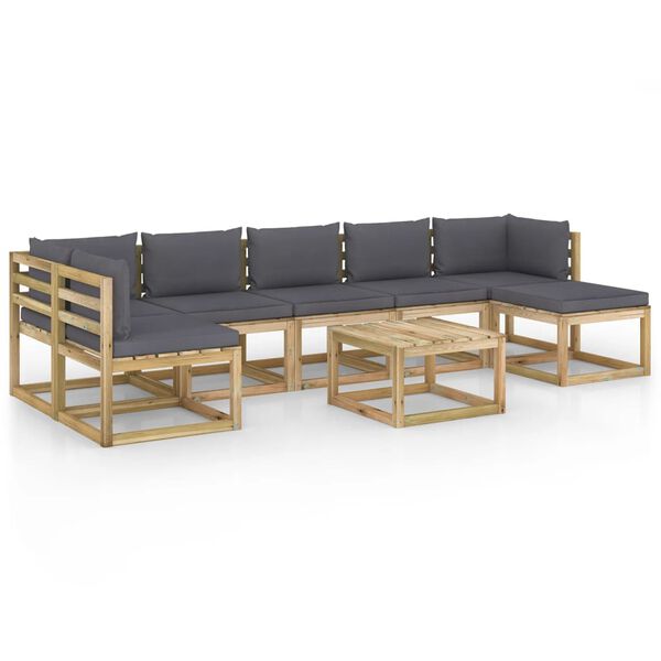 vidaXL 9-tlg. Garten-Lounge-Set mit Kissen Impr&auml;gniertes Kiefernholz