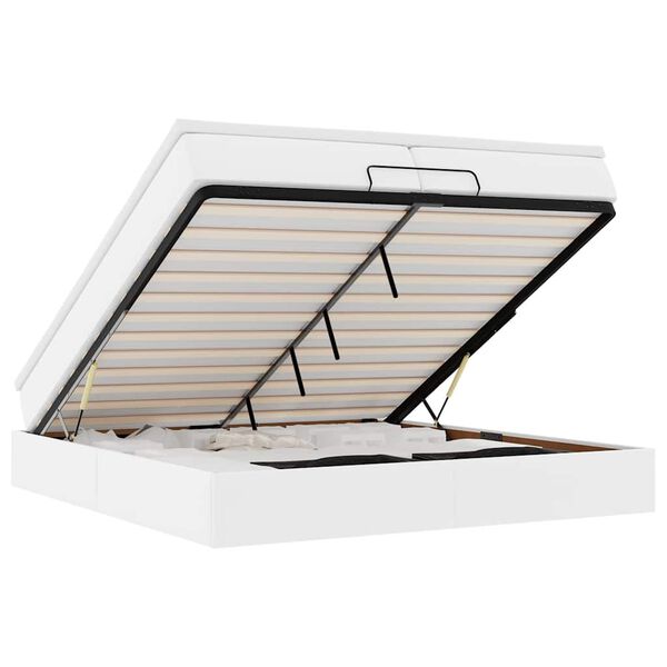 vidaXL Ottoman-Bett mit Matratzen Wei&szlig; 200x200 cm Kunstleder