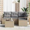 vidaXL Sofa Set mit Kissen 5 pcs Beige und Hellgrau Poly-Rattan