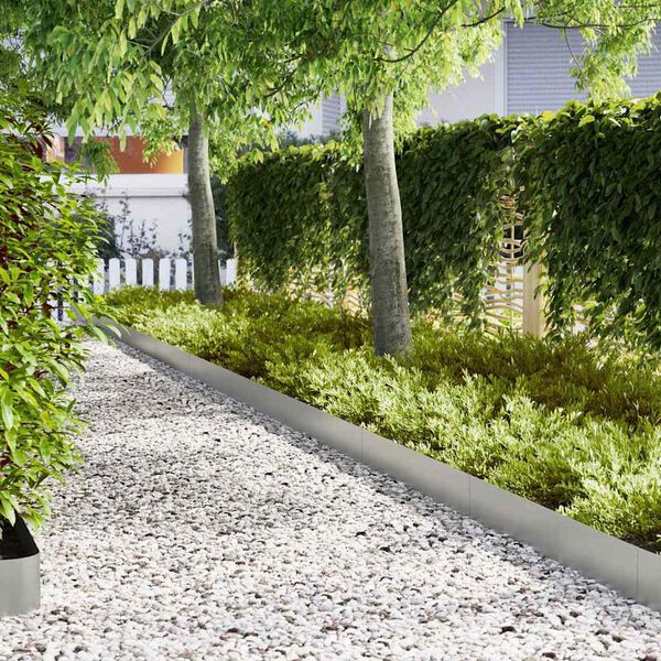 vidaXL Raseneinfassung 50 pcs Silber 100 x 0,05 x 20 cm