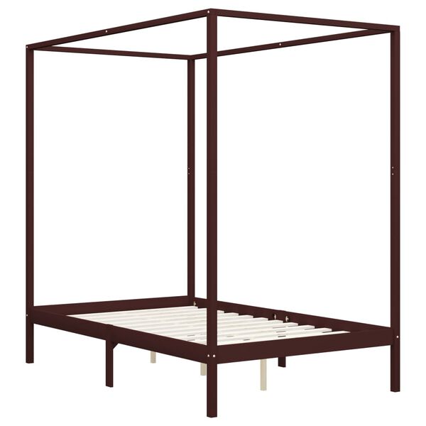 vidaXL Himmelbett-Gestell 4 Schubladen Dunkelbraun Kiefer 140x200cm