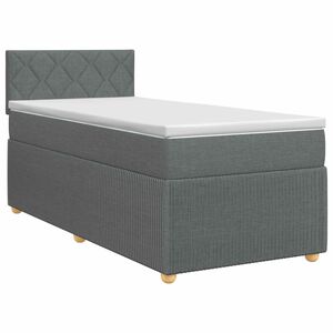 vidaXL Boxspringbett mit Matratze Dunkelgrau 90 x 190 cm Stoff