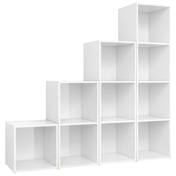 vidaXL 4-tlg. TV-Schrank-Set Hochglanz-Wei&szlig; Holzwerkstoff